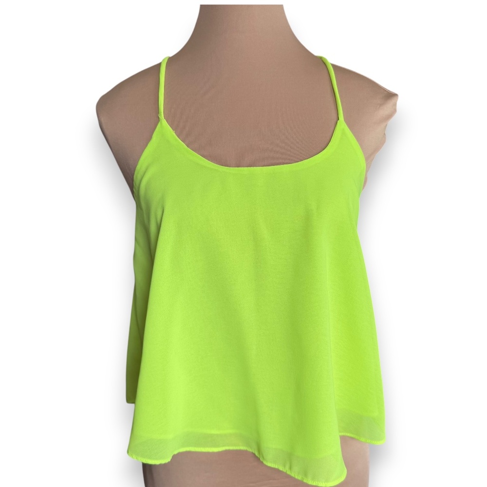 DO & BE Neon Green Strappy Open Back Tank Top S